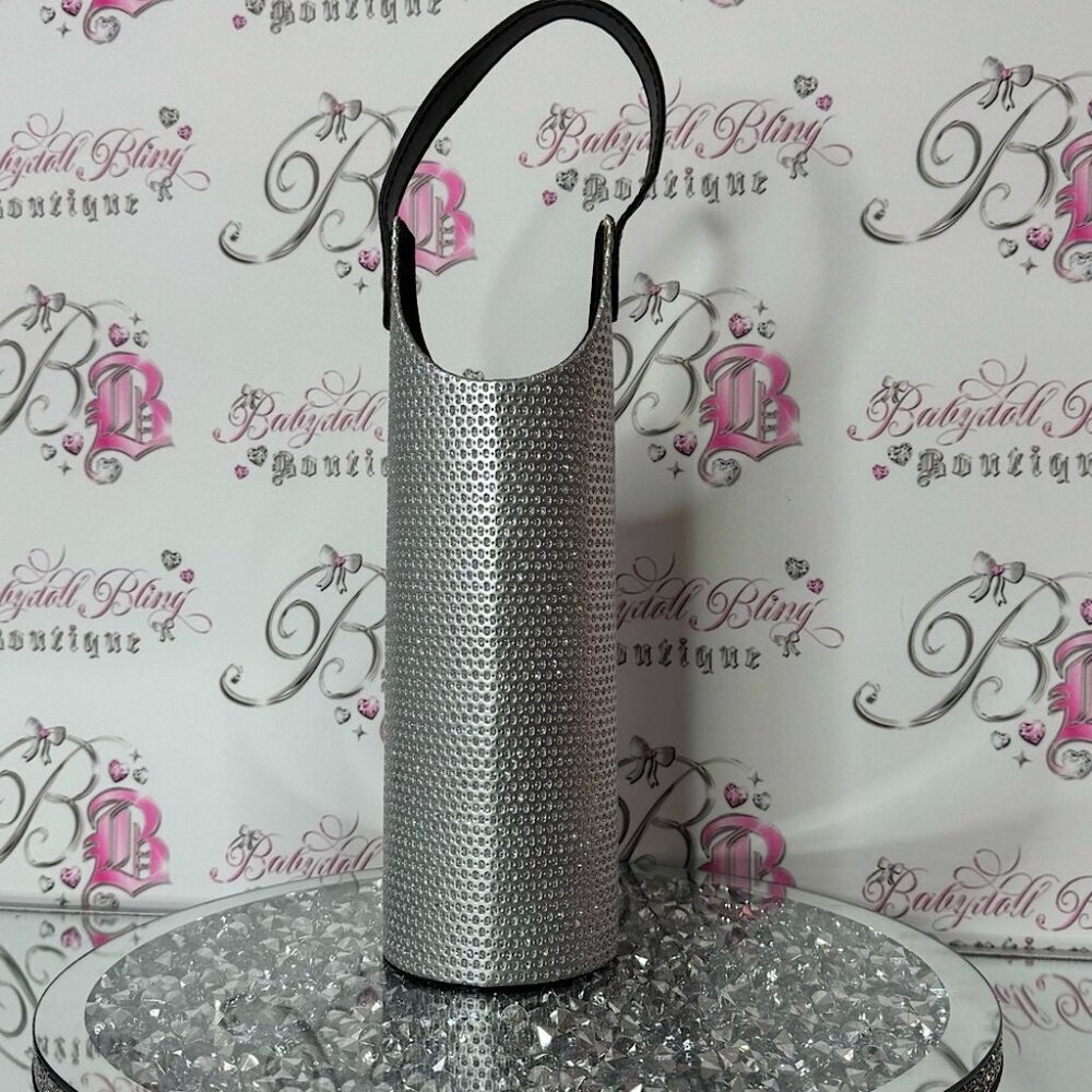 Wine Tote bag holdable silver sparkly Carrier picnic